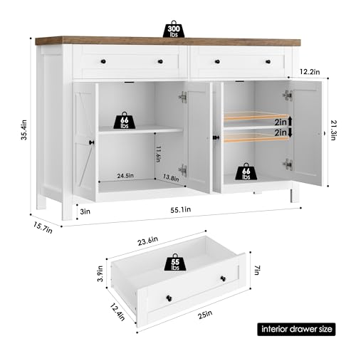 Hostack B0CL4MBMYW 55 Inch Buffet Sideboard Cabinet thumb #2