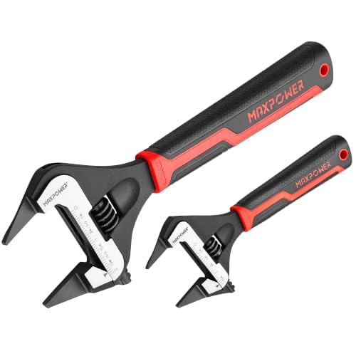 Image of MAXPOWER 6 10-inch Slim Adjustable Wrench, Stubby Handle, Rubber Handle