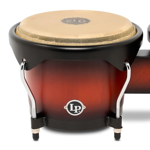 Latin Percussion LP601NYII City II Series Bongo Set with Double Stand 7” & 8” Vintage Sunburst - Thumbnail 4