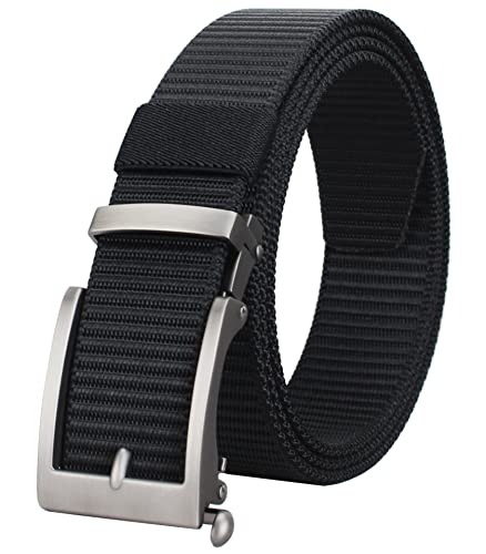 Mens Webbing Nylon Belt Adjustable Slide no Ratchet Golf Click Belts for Men