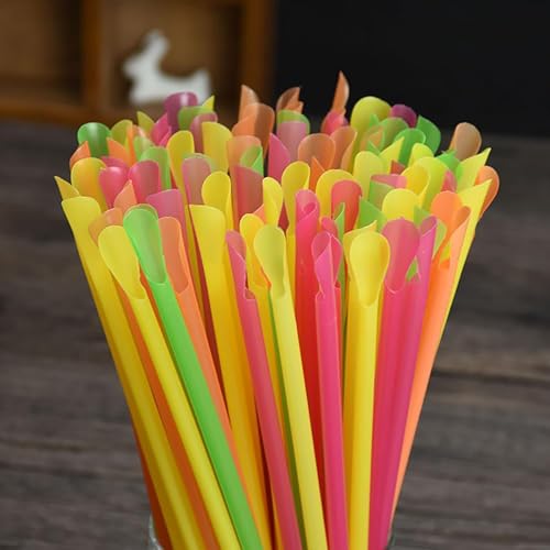 500 Pitillos Cuchara Desechables Multicolor 20 cm miniatura 6