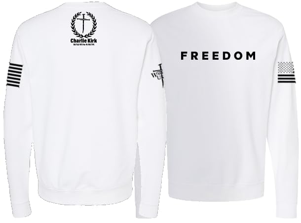 Warrior USA Charlie Kirk Freedom Memorial Sweatshirt, American Flag Design, Screen Printed in USA