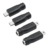 DC 5.5mm x 2.1mm to Mini USB Adapter, 5V DC 5521 Female to Mini USB Male Plug Convert Connector Power (4Pcs)