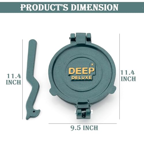 Image of DEEP 8.7 Inch Roti Maker Machine Heavy Duty Cast Iron with Stainless Steel Plates - Manual Chapati Presser, Puri Maker Press Machine - Kitchen Utensil for Roti, Chapati, Puri, Papad, Khakhra Maker