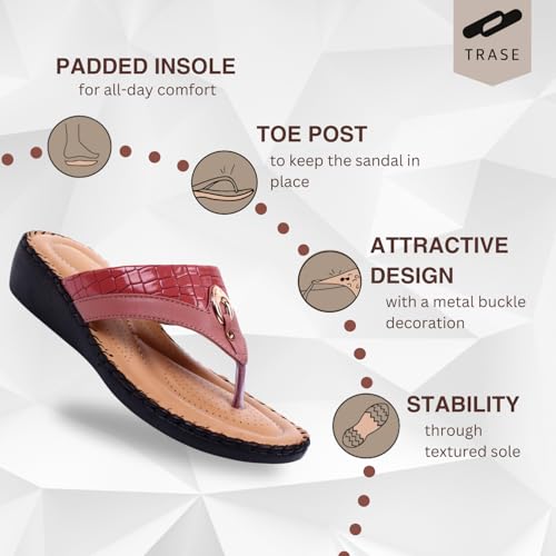 Image of TRASE Women's Flip-Flops & Slippers | Doctor Ortho Comfortable Chappal for Women & Girls | Light weight, Soft Footbed, Comfortable & Stylish | Diabetic & Orthopedic Footwear, Good for Knee & Foot Pain