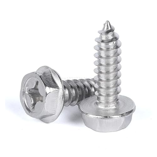 304ステンレス鋼セルフタッピング六角ネジクロス六角フランジヘッドネジ木製釘M3 M4 M5 M6(M3x12 50pcs)
