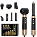 6 in 1 Warmluftbürste & Styler Set, 1000 W Föhnbürste mit abnehmbaren Aufsätzen, Professionelle Heißluftbürste für Volumen, Locken, Glätten & Trocknen
