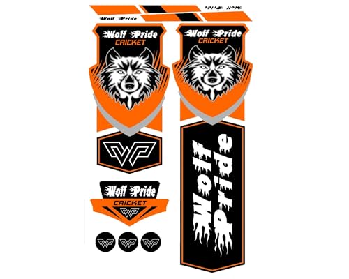 Image of Vinyl Cricket Bat Sticker Sticker, Orange