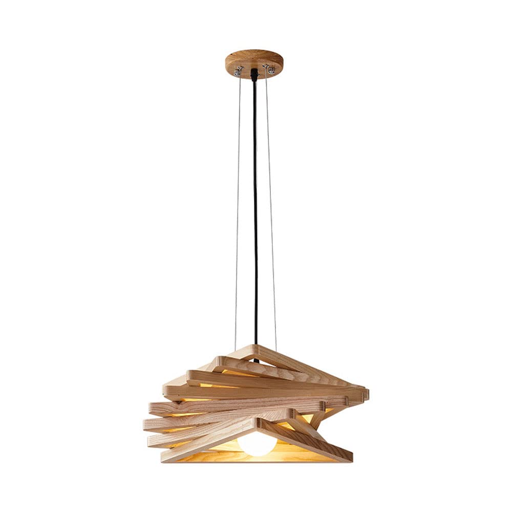 Lustres vintage à 1 lumière suspendus en bois fait main avec hauteur réglable