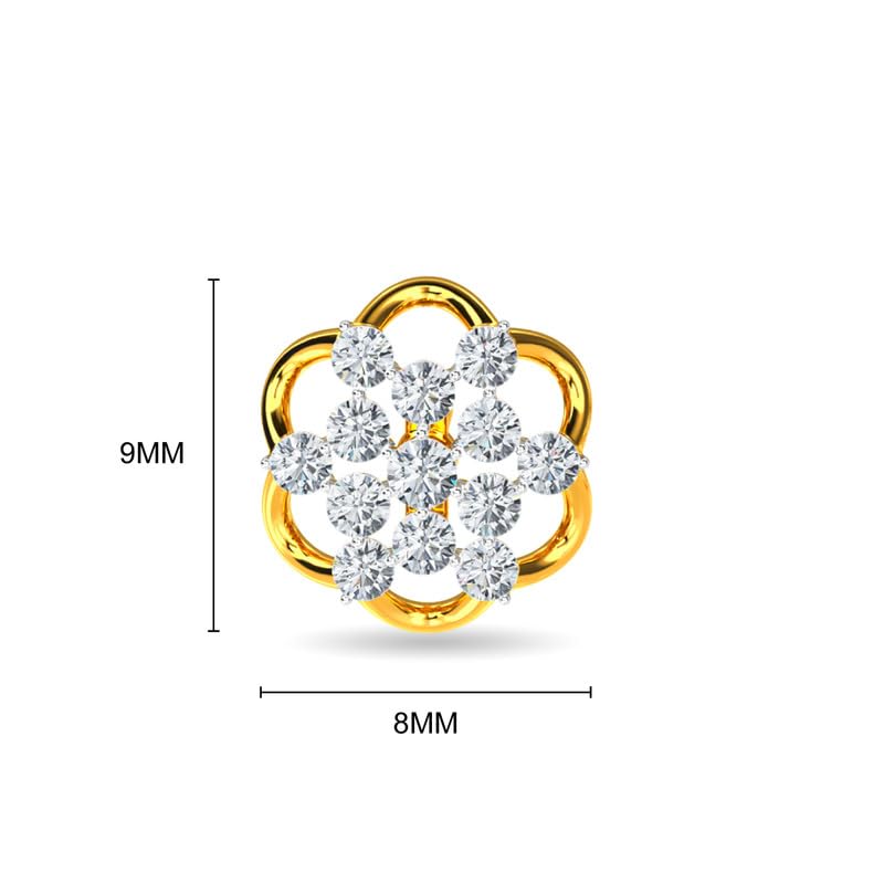 Image of KISNA JEWELS 14KT|18KT BIS Hallmark Pure Gold and Diamond Stud Earrings For Women with Screw Back clouser