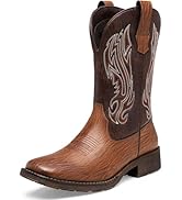 Jousen Cowboy Boots for Men Embroidery Men's Western Boots Retro Square Toe Mens Boots Botas Vaqu...