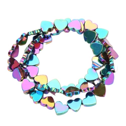 SUPVOX 50pcs Hollow Heart Shape Stone Beads 6mm Colorful Plated Spacer Beads for Jewelry Making DIY Craft Accessories Bracelet Necklace - Image 6