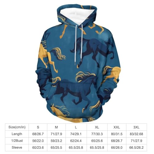 Sweat à capuche bleu brun au design cheval et finitions premium