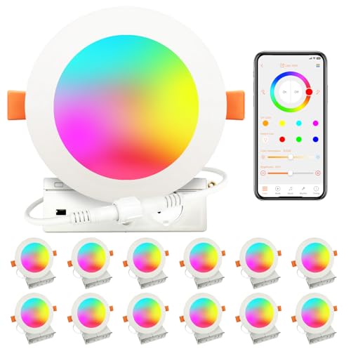 MELPO Smart Recessed Lighting 4 Inch Work with Alexa & Siri，12W 1100LM Recessed Ceiling Light...