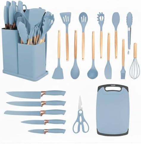 Utensílios de Cozinha, Kit com 19 Peças em Silicone com Cabo de M...