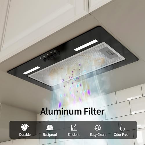 FIREGAS Dunstabzugshaube 52 cm - Moderner Abluft/Umluft Dunstabzug mit LED-Beleuchtung, 3 Geschwindigkeitsstufen, 350 m³/h, Leise & Effizient