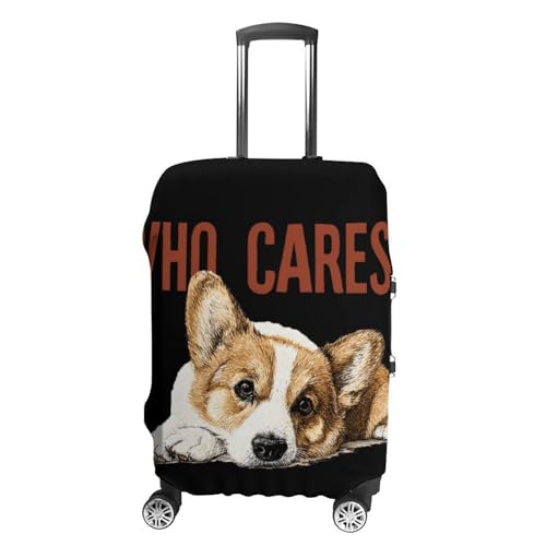 Corgi Dog Who Cares Luggage Covers Washable Travel Suitcase Cover Elastic Baggage Protector