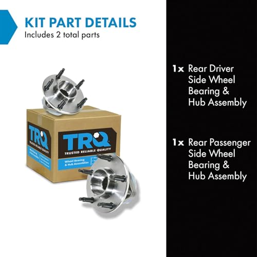 Image of TRQ Rear Driver and Passenger Side Wheel Bearing and Hub Assembly Set 2 Piece Compatible with 1997-2008 Chevrolet Corvette 2004-2008 Cadillac XLR