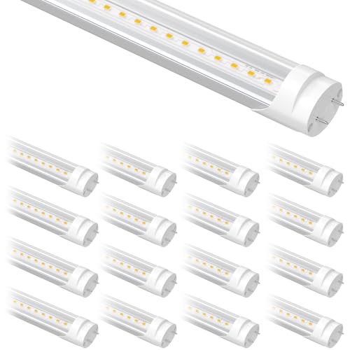 Image of 16-Pack Fluorescent Light Bulbs Replacement 4FT, T8 LED Bulbs 4 Foot Type A+B, 24W (65W Equivalent) 3200LM, 4100K Cool White, 48 Inch Tube, F32T8 or F40T12 LED Replacement, Non-Dimmable