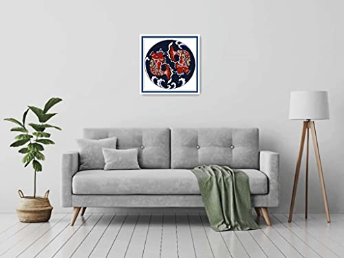Image of Amiiba Stamped Cross Stitch Kits, Bagua Auspicious Koi Carp Wave Map DIY 11CT 23.6x23.6 inch (Carp)