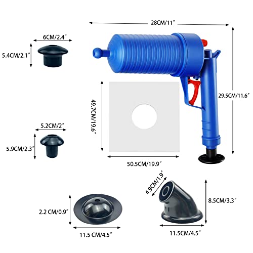 Image of Drain Unblocker, High Pressure Toilet Plunger Sewer Dredge Cleaning Tool, Toilet Sink Plunger with 4 Suckers for Kitchen Bathtub Shower Sink Plunger