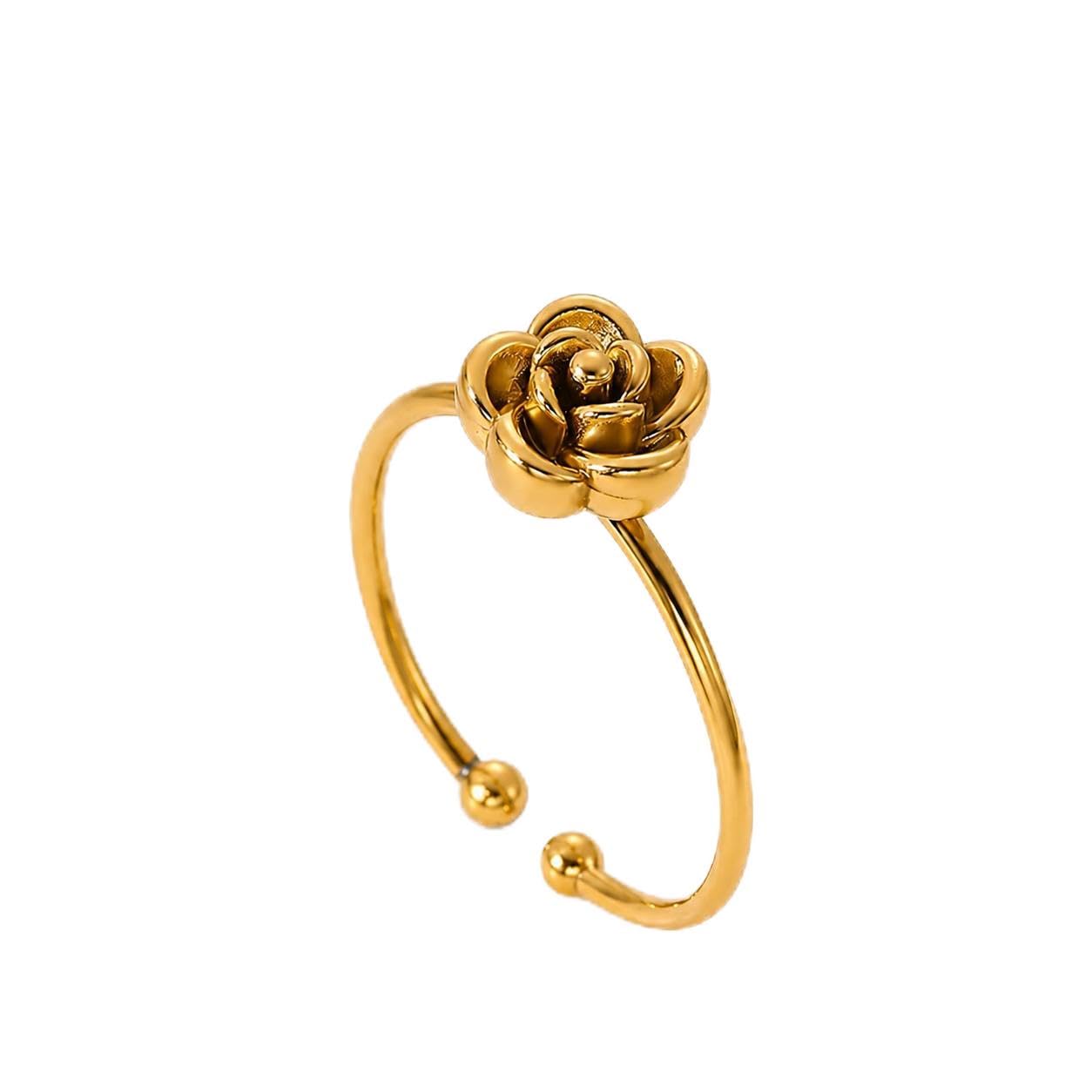 Adjustable Rose Flower Ring for Women & Girls | 18K Gold Plated Floral Open Ring | Korean Style Minimalist Fashion Finger Ring | Anti Tarnish, Skin Friendly, Lightweight Daily, Party, Birthday, Anniversary, Valentine's Day Gift For Her-picture-29