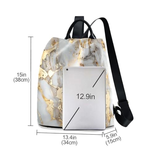 Image of ALAZA White Gold Marble Trips Hiking Camping Rucksack Pack for Women