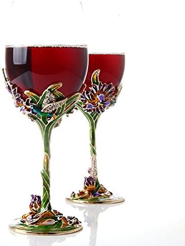 Miniatura 3 de Juego de 2 copas de vino pintadas artesanalmente esmaltadas con libélula