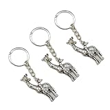 Breloque pour sac honggui 1111 - Porte-clés girafe - Cadeau pour petite amie, animal, Argent ancien 3 pièces