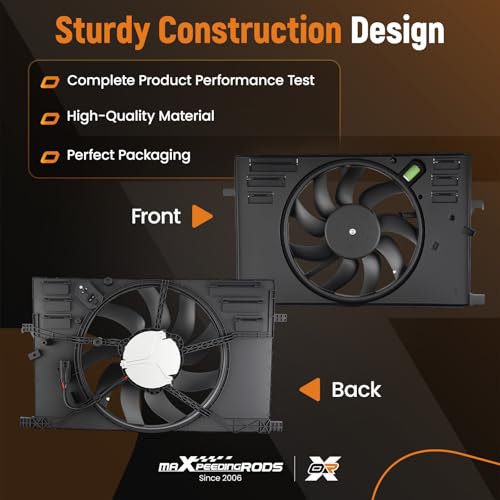 Image of maXpeedingrods Engine Radiator Cooling Fan Assembly for Jeep Renegade 2015-2018 for Ram ProMaster City 2015-2018, for Fiat 500X 2016-2018 L4 2.4L, Replace # 68247205AA, 68360299AA