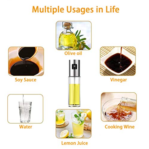Oil Sprayer Spritzer for Cooking Air Fryer Olive Oil Mister Glass Bottle Evo Dispenser for Vinegar Vegetable Oil Mini Kitchen Gadgets for BBQ, Salad, Baking