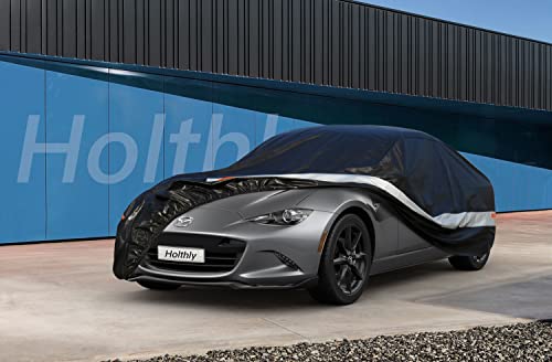 Image of 10 Layers Car Cover Waterproof All Weather for Coupe Hatchback,100% Waterproof Outdoor Car Covers Custom Fit for Mazda Miata, Toyota Mr2, Pontiac Solstice, Kia Rio, Mini Coupe,etc