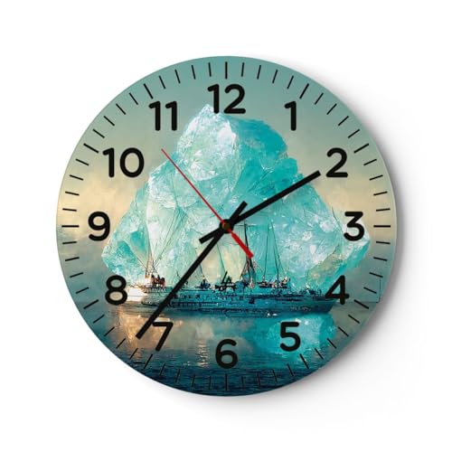 ARTTOR Orologio da Parete in Vetro Iceberg Nave Oceano 40x40cm Piccolo Moderno Orologio da Muro Per Casa Cucina Soggiorno Silenzioso Wall Clock Decorazione Orologio da Appendere - C4AR40x40-5978