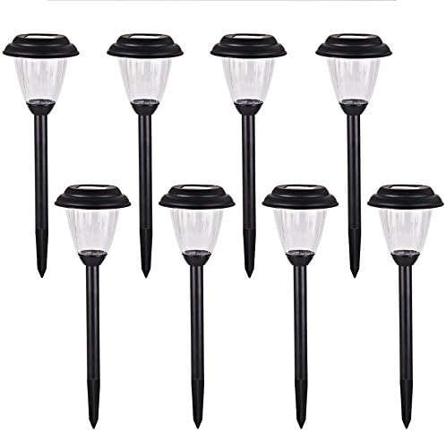 voona Solar Outdoor Pathway Lights Matt Black Stainless Steel Painted LED Lights for Garden Landscape Path Yard Driveway (black-8pack)