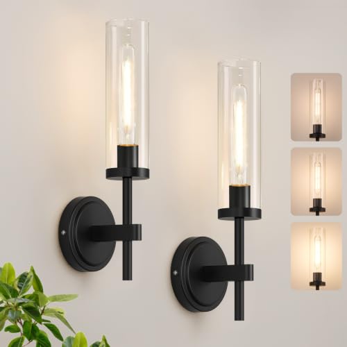 Image of Battery Operated Wall Sconce Set of 2, Matte Black Wireless Rechargeable Wall Lighting Fixtures with Remote Control, Dimmable Wall Light for Bathroom , Vanity, Living Room, Bedroom, Hallway, Stairway