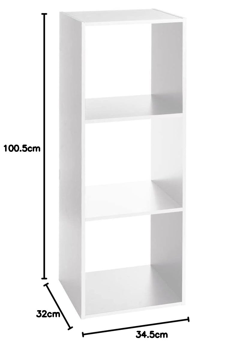 5 five simply smart 5five - Étagère Colonne Mix'N'Modul Blanche - 3 Cases, L 34,5 x P 32 x H 100,5 cm - Meuble de Rangement pour Salon, Chambre, Bureau