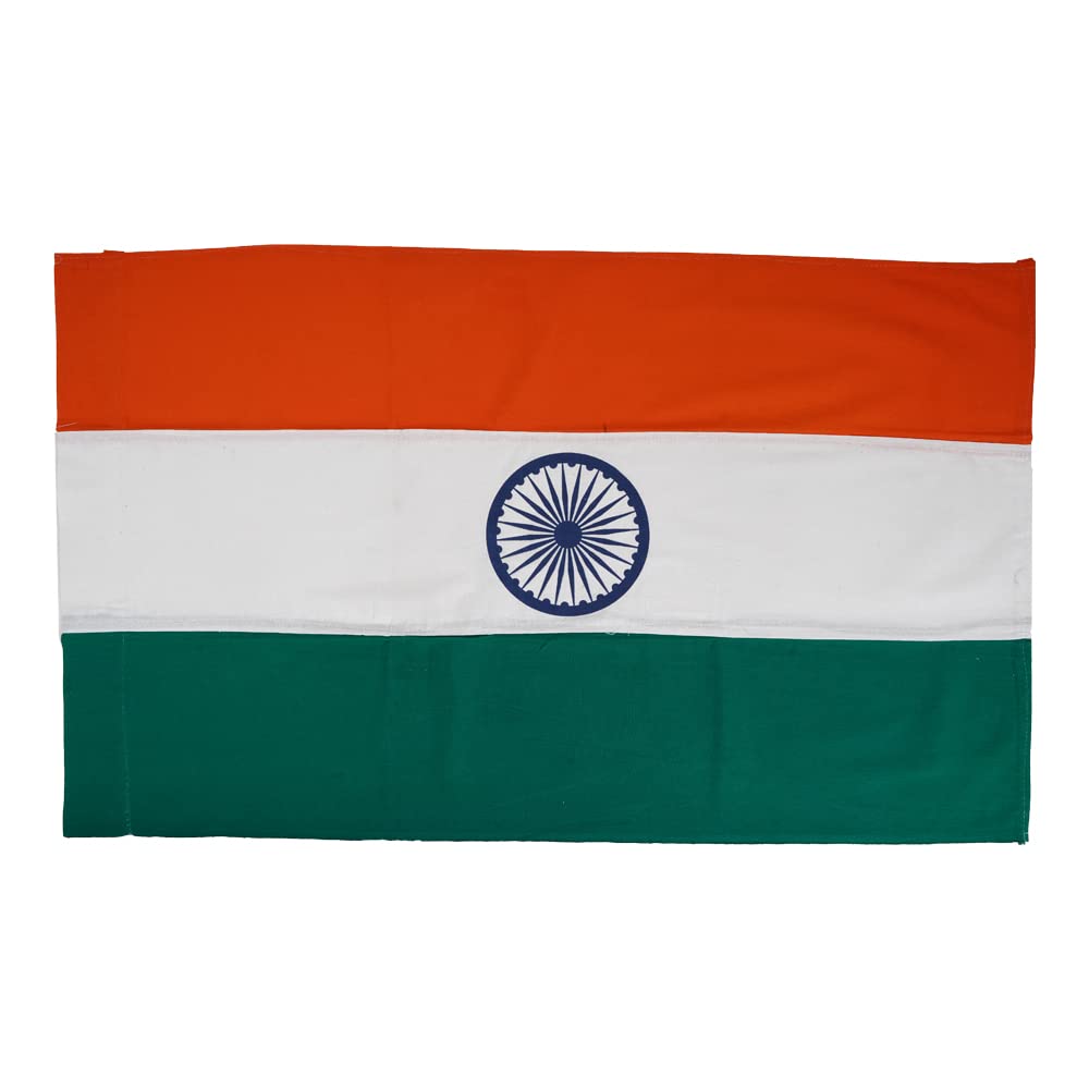 Elysian Indian Premium Quality Flag Size 45 Inch X 25 Inches Color And Fade Proof For Indoor Outdoor Cricket - 1 Pc