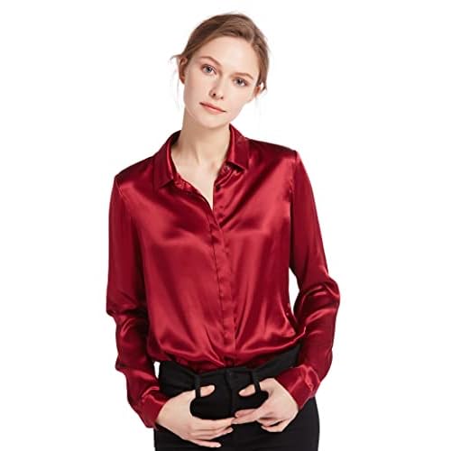 LilySilk 100% Silk Blouse for Women Button-Down Shirt Classic Luxurious Smooth Top for All Season