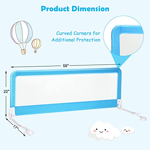 Honey Joy Bed Rail For Toddlers, 59-In Extra Long, Portable Safety Bed Guardrail W/Double Safety Child Lock, Foldable Baby Bed Rail Guard, Fit King & Queen Full Twin Size Bed Mattress (1 Pack, Blue) #TOP7