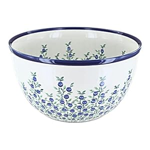 Blue Rose Polish Pottery Porcelain Vine Large Mixing Bowl