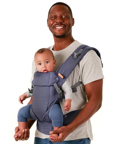 Image of Beco Baby Carrier Gemini Newborn to Toddler - Front, Back and Hip Seat Carrier, Baby Carrier Backpack & Baby Front Carrier with Adjustable Seat, Ergonomic Baby Holder Carrier 7-35lbs (Blue Linen)