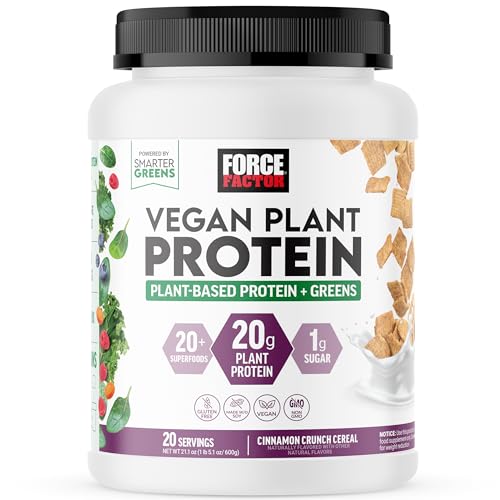 FORCE-FACTOR-Vegan-Plant-Protein-Plant-Based-Protein-Greens-Greens-Powder-with-20g-Plant-Based-Protein-Digestive-Enzymes-and-Fiber-Cinnamon-Cereal-Flavor-20-Servings-Packaging-May-Vary
