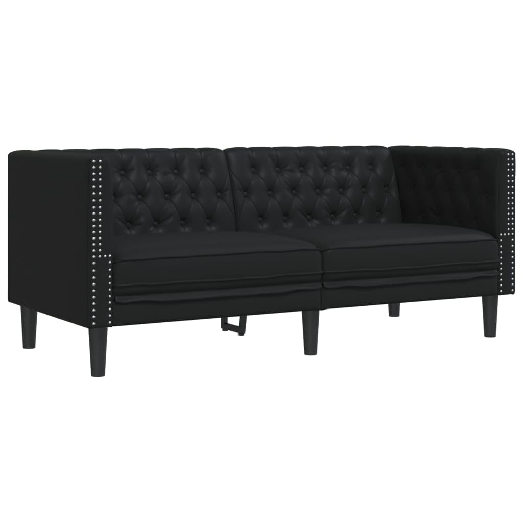 Solivagant Ensemble de canapé Chesterfield 3 pcs Noir Similicuir,(62.4 KG)
