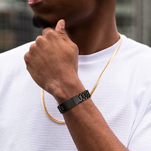 Chainshouse CHH18473H-21-CHUS Men Id Bracelet 15Mm Wide Medical Bar Bangle Cool Black Chunky Bracelet thumb #1
