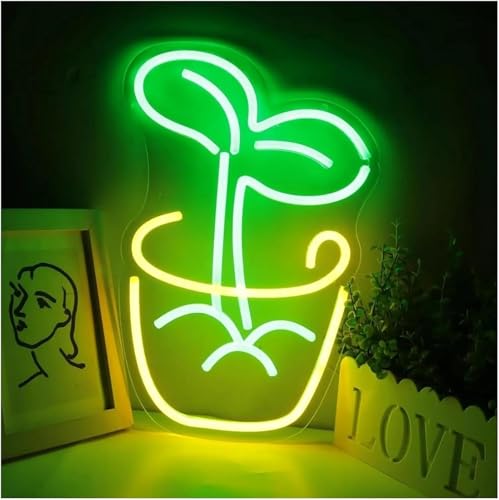 Lampe au néon en forme de plante pour décoration de pièce