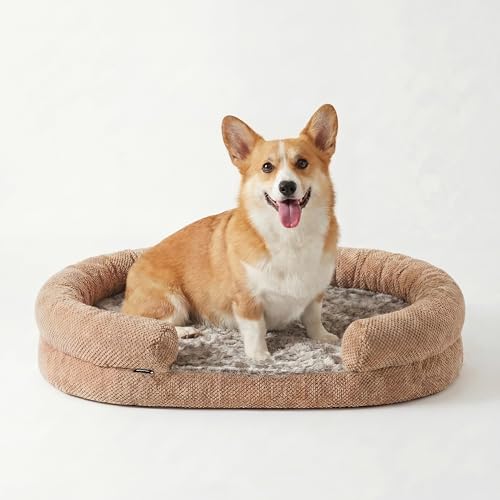 Miorun Orthopedic Dog Bed for Medium Dogs, 35 Inches Oval Pet Bed with Memory Foam, Removable...