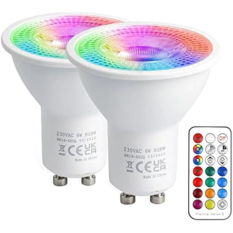 VARICART GU10 Colour Changing LED Bulbs, 6W Dimmable Spot Light Bullb, 12 Colour RGB + Warm White 3000K, 5 Modes, Built-in Memory with Remote, 35W~50W Equiv. for Everyday & Mood Lighting (Pack of 2) Cover