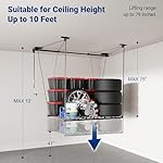 FLEXIMOUNTS Garage Lifting Metal Rack, 4x4 Ft Overhead Garage Storage Racks, Adjustable Heavy-Duty Ceiling Organization System, 300lbs Weight, Satin Black - Image 3
