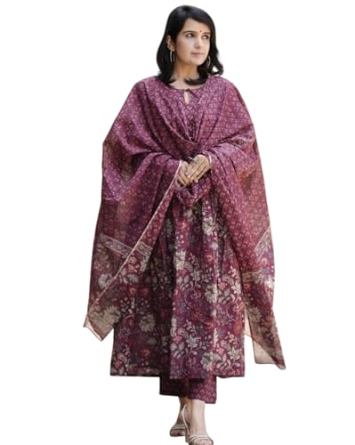 Image of Women Anarkali Kurta and Pant Set with Dupatta