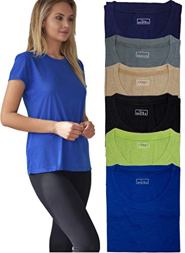 Women's Everyday Flowy Slub Burnout Active Casual Workout Crew T Shirt Tops | Multi Packs & Colors2